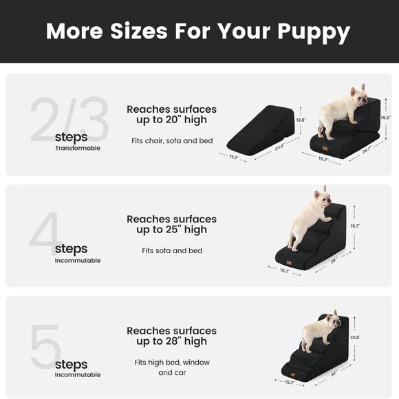 Gardner Pet Dog Stairs for Small Dogs 16.5" H, 2 in 1 Transformable - Picture 3 of 5
